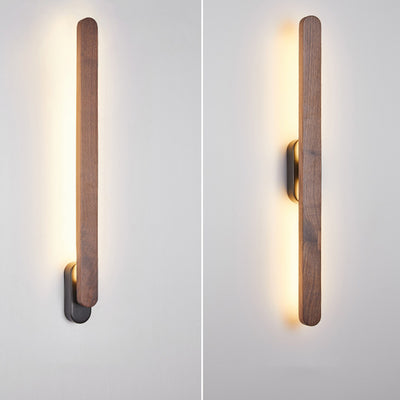 Contemporary Retro Long Strip Black Walnut Copper LED Wall Sconce Lamp For Living Room