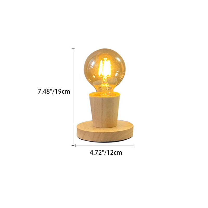 Modern Simplicity Orb Solid Wood Base Glass Mini 1 - Light Table Lamp For Bedroom