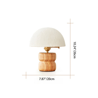 Traditional Japanese Umbrella Rice Paper Lampshade Solid Wood Base Copper 1 - Light Table Lamp For Bedroom