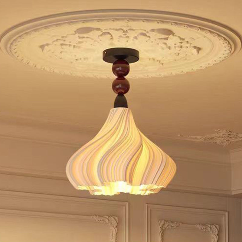 Traditional French Dome Swinging Skirt Shape Iron PLA Lampshade 1 - Light Pendant Light For Living Room