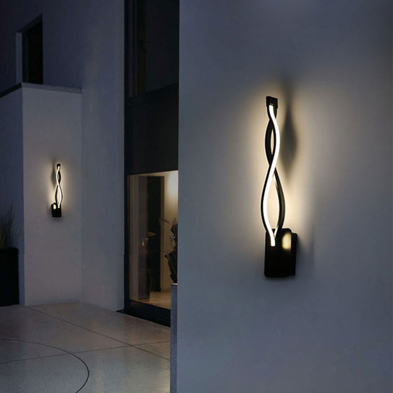 Modern Simplicity Spiral Waterproof Acrylic Iron Aluminum LED Wall Sconce Lamp For Outdoor Patio