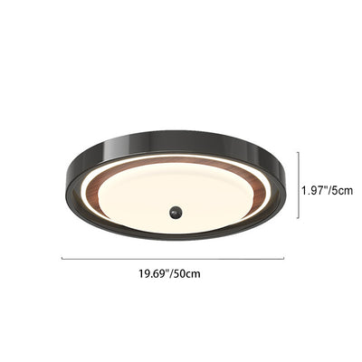 ضوء سقف LED مثبت بشكل مسطح بحافة خشبية مستديرة حديثة للنوم 