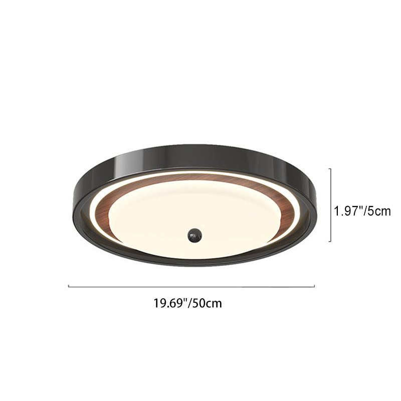 ضوء سقف LED مثبت بشكل مسطح بحافة خشبية مستديرة حديثة للنوم 