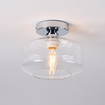 Modern Simplicity Dome Transparent Glass Lampshade Iron 1 - Light Semi-Flush Mount Ceiling Light For Hallways