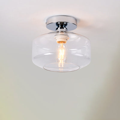 Modern Simplicity Dome Transparent Glass Lampshade Iron 1 - Light Semi-Flush Mount Ceiling Light For Hallways