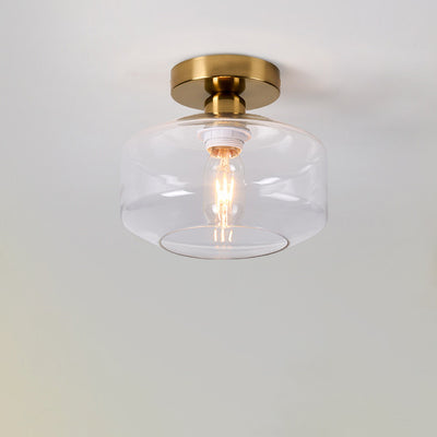 Modern Simplicity Dome Transparent Glass Lampshade Iron 1 - Light Semi-Flush Mount Ceiling Light For Hallways