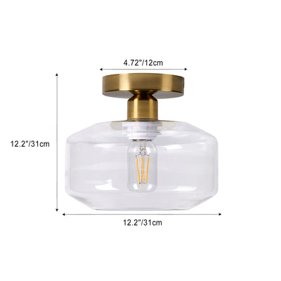 Modern Simplicity Dome Transparent Glass Lampshade Iron 1 - Light Semi-Flush Mount Ceiling Light For Hallways