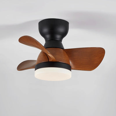 Contemporary Retro Three Fan Blades ABS Iron Acrylic LED Downrods Ceiling Fan Light For Dining Room