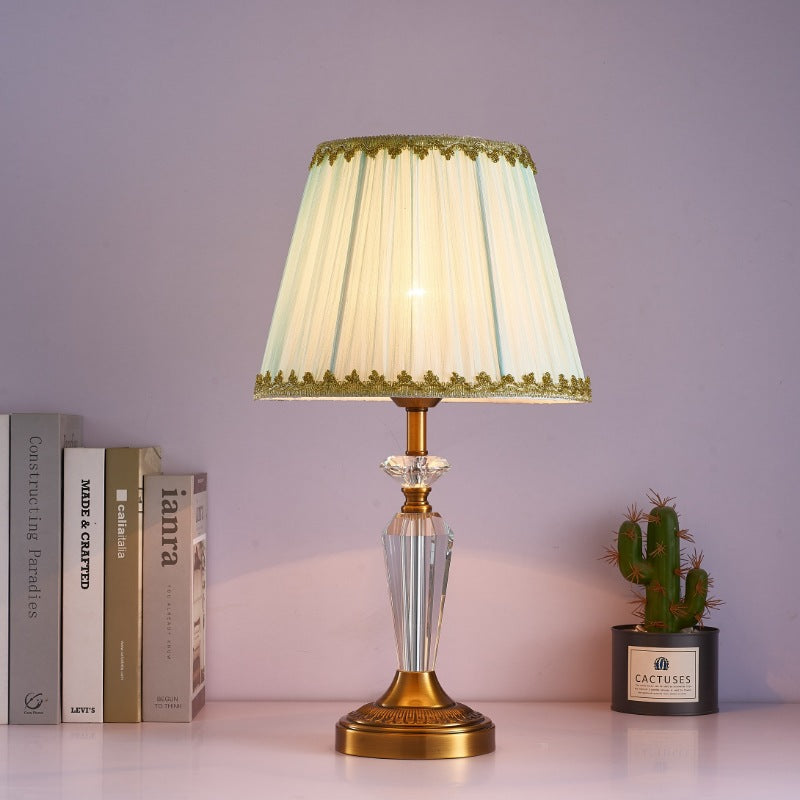 Traditionelle Vintage Asche Eisen Stoffschirm 1 - Licht Tischlampe für Wohnzimmer 