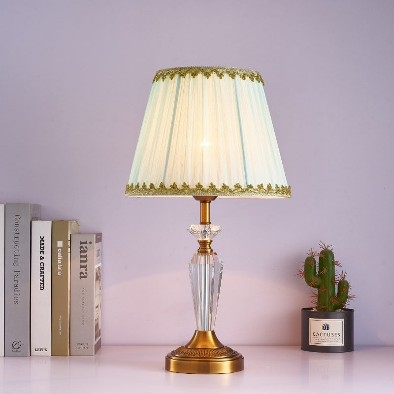 Traditionelle Vintage Asche Eisen Stoffschirm 1 - Licht Tischlampe für Wohnzimmer 