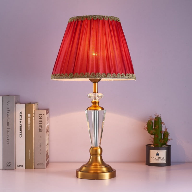 Traditionelle Vintage Asche Eisen Stoffschirm 1 - Licht Tischlampe für Wohnzimmer 