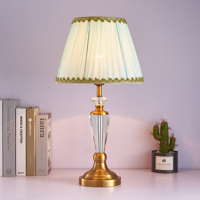 Traditionelle Vintage Asche Eisen Stoffschirm 1 - Licht Tischlampe für Wohnzimmer 