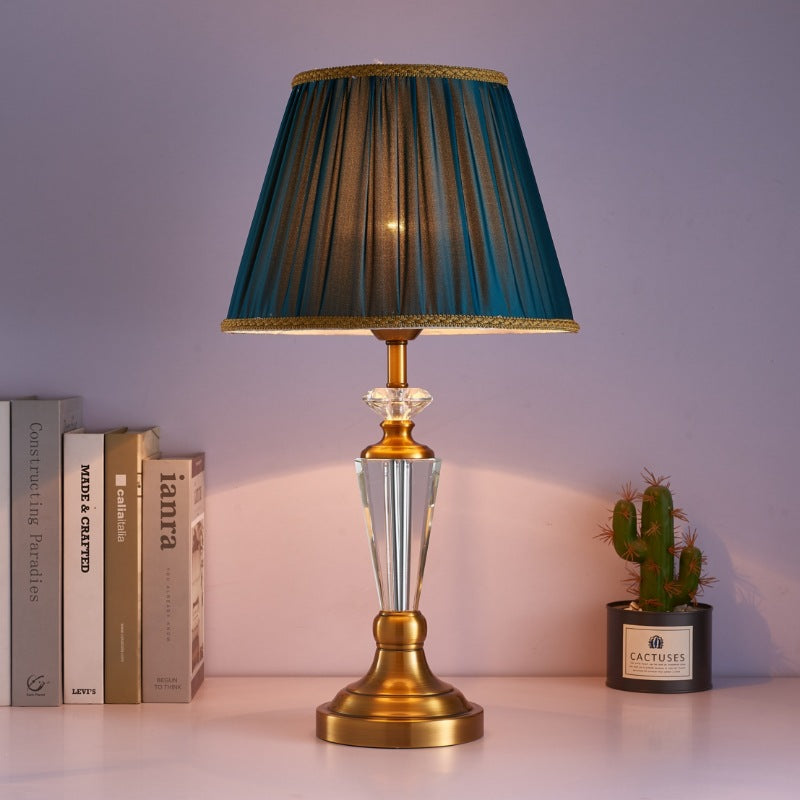 Traditionelle Vintage Asche Eisen Stoffschirm 1 - Licht Tischlampe für Wohnzimmer 