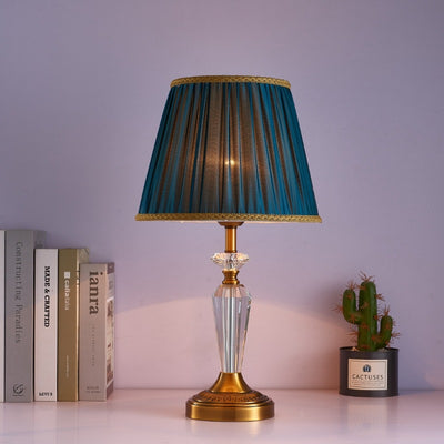 Traditionelle Vintage Asche Eisen Stoffschirm 1 - Licht Tischlampe für Wohnzimmer 