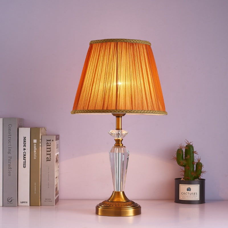 Traditionelle Vintage Asche Eisen Stoffschirm 1 - Licht Tischlampe für Wohnzimmer 