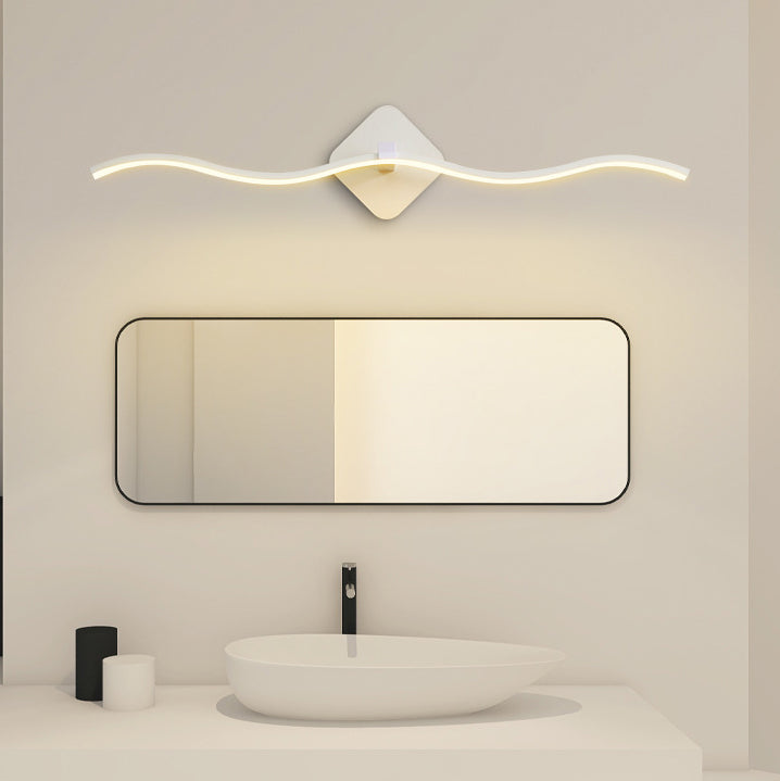 Ligne ondulée nordique contemporaine Abat-jour en aluminium et fer Lampe LED pour coiffeuse Applique murale avant miroir Pour salle de bain 