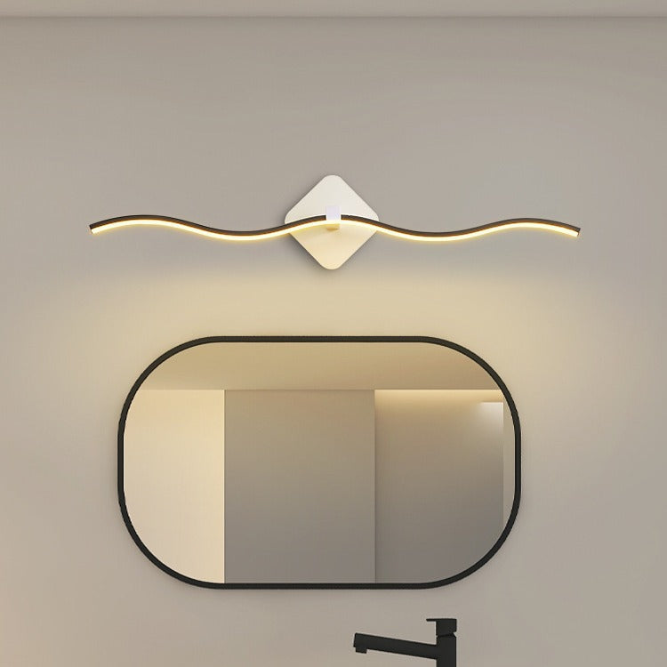 Ligne ondulée nordique contemporaine Abat-jour en aluminium et fer Lampe LED pour coiffeuse Applique murale avant miroir Pour salle de bain 