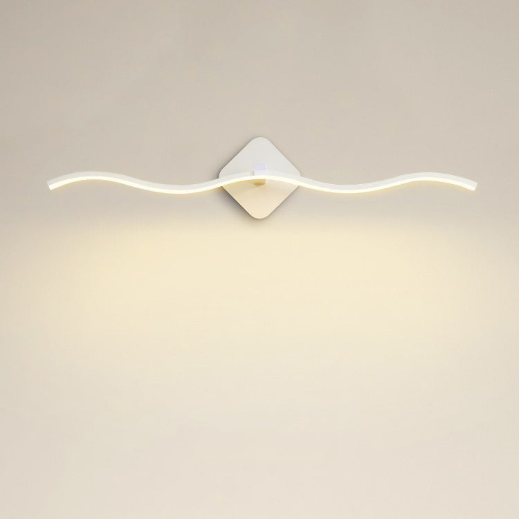 Ligne ondulée nordique contemporaine Abat-jour en aluminium et fer Lampe LED pour coiffeuse Applique murale avant miroir Pour salle de bain 