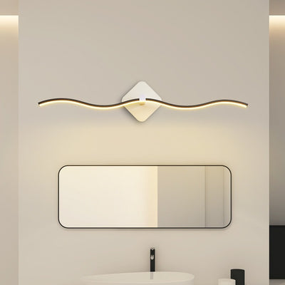 Ligne ondulée nordique contemporaine Abat-jour en aluminium et fer Lampe LED pour coiffeuse Applique murale avant miroir Pour salle de bain 