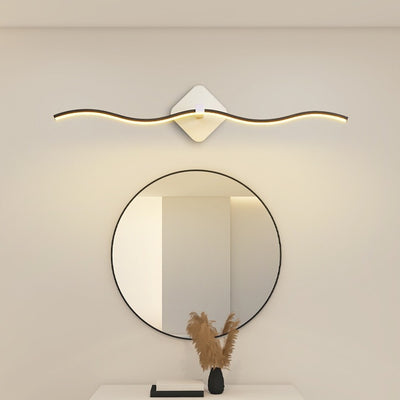 Contemporary Nordic Wavy Line Aluminum Iron Lampshade LED Vanity Light Mirror Front Wall Sconce Lamp For Bathroom