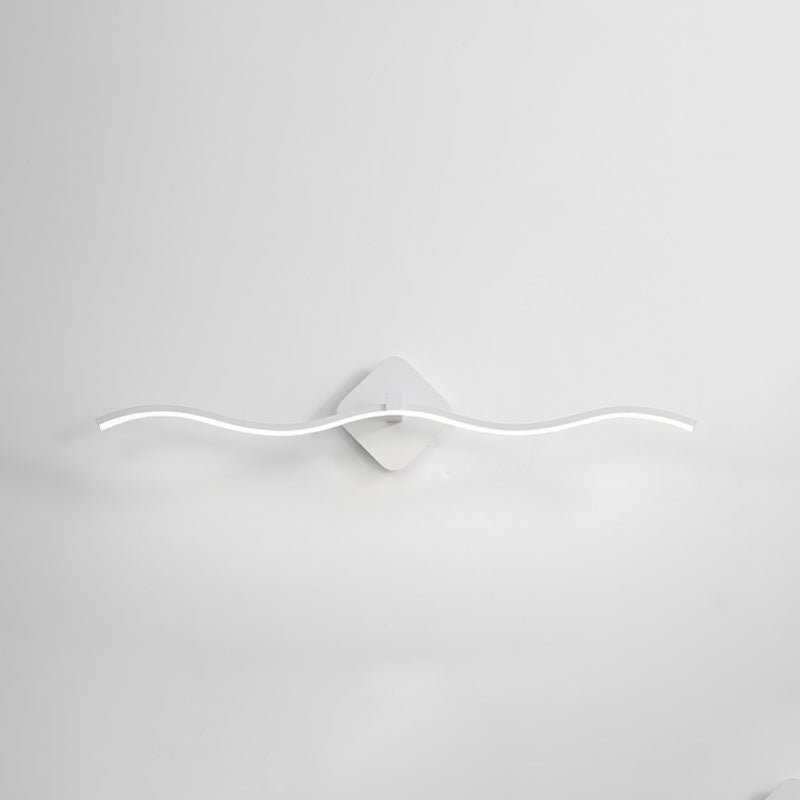 Ligne ondulée nordique contemporaine Abat-jour en aluminium et fer Lampe LED pour coiffeuse Applique murale avant miroir Pour salle de bain 