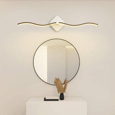 Contemporary Nordic Wavy Line Aluminum Iron Lampshade LED Vanity Light Mirror Front Wall Sconce Lamp For Bathroom