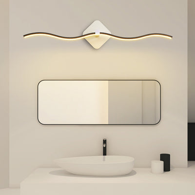 Contemporary Nordic Wavy Line Aluminum Iron Lampshade LED Vanity Light Mirror Front Wall Sconce Lamp For Bathroom