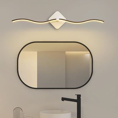 Ligne ondulée nordique contemporaine Abat-jour en aluminium et fer Lampe LED pour coiffeuse Applique murale avant miroir Pour salle de bain 