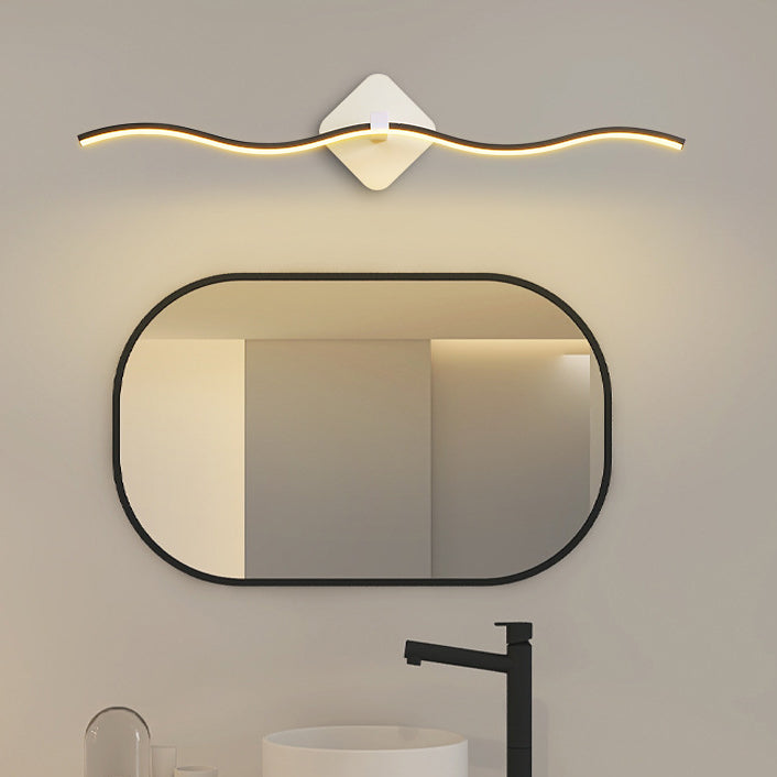 Ligne ondulée nordique contemporaine Abat-jour en aluminium et fer Lampe LED pour coiffeuse Applique murale avant miroir Pour salle de bain 