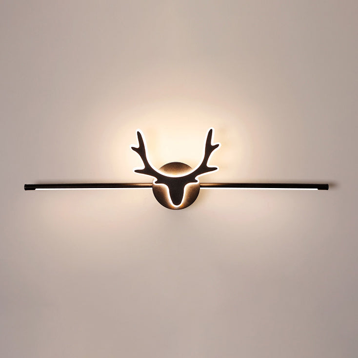 Lampe murale contemporaine scandinave en fer avec cerf et acrylique LED pour miroir de salle de bain 