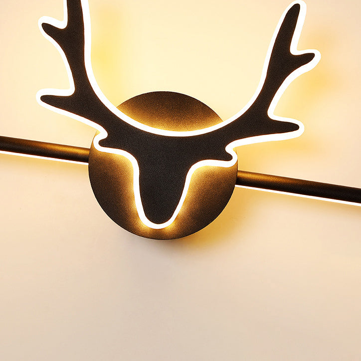 Lampe murale contemporaine scandinave en fer avec cerf et acrylique LED pour miroir de salle de bain 