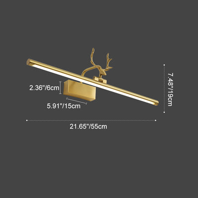 Zeitgenössische kreative Hirsch Vollkupfer Acryl LED Waschtischleuchte Spiegel Front Wandlampe für Badezimmer 