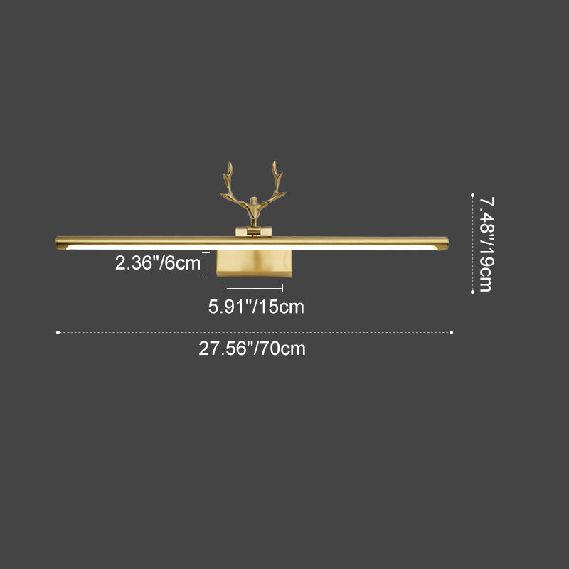 Zeitgenössische kreative Hirsch Vollkupfer Acryl LED Waschtischleuchte Spiegel Front Wandlampe für Badezimmer 