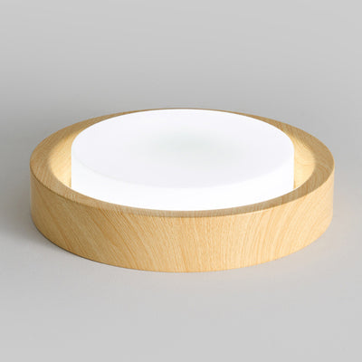 Luz de techo LED empotrada redonda de acrílico y madera maciza nórdica contemporánea para dormitorio 