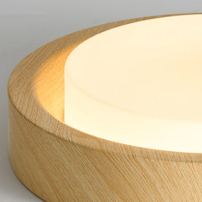 Luz de techo LED empotrada redonda de acrílico y madera maciza nórdica contemporánea para dormitorio 