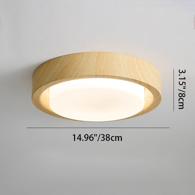 Luz de techo LED empotrada redonda de acrílico y madera maciza nórdica contemporánea para dormitorio 