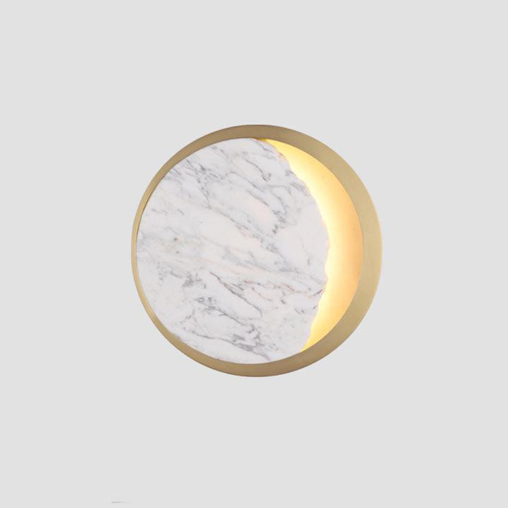 Modern Art Deco Metal Marble Circle LED Wall Sconce Lamp For Bedroom