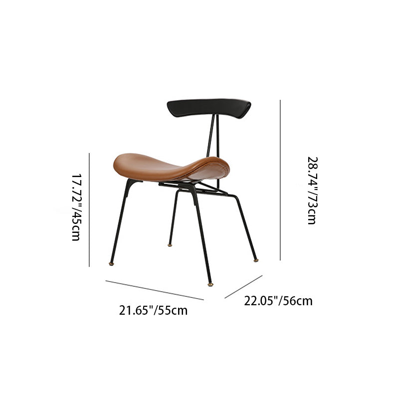 Contemporary Nordic Irregular Round Upholstered Iron Leather Wood Dining Chair Backrest For Dining Room