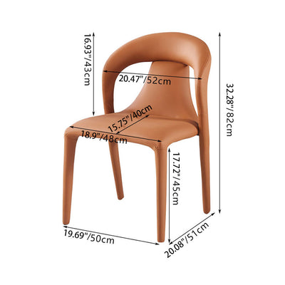 Chaise de salle à manger moderne minimaliste carrée en cuir rembourré avec dossier en acier au carbone 