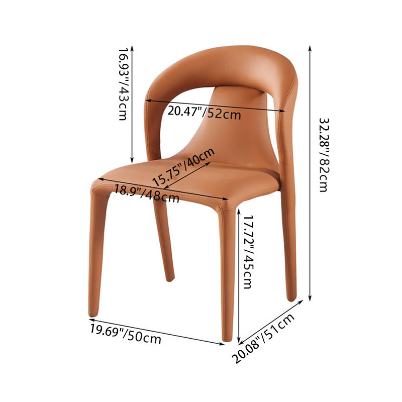 Chaise de salle à manger moderne minimaliste carrée en cuir rembourré avec dossier en acier au carbone 