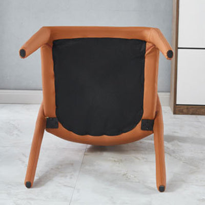 Chaise de salle à manger moderne minimaliste carrée en cuir rembourré avec dossier en acier au carbone 