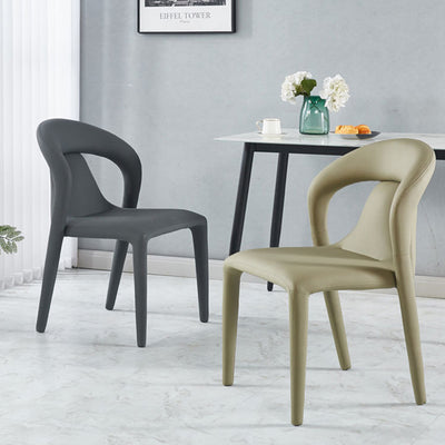 Modern Minimalist Square Upholstered Leather Carbon Steel Dining Chair Backrest For Dining Room