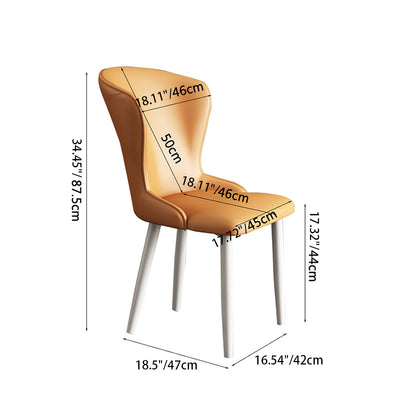 Chaise de salle à manger contemporaine nordique carrée rectangulaire en cuir rembourré avec dossier en acier au carbone 