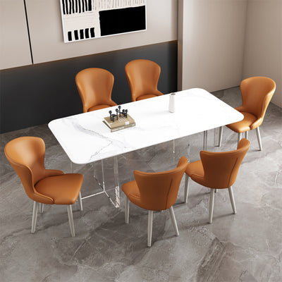 Contemporary Nordic Square Rectangle Upholstered Leather Carbon Steel Dining Chair Backrest For Dining Room