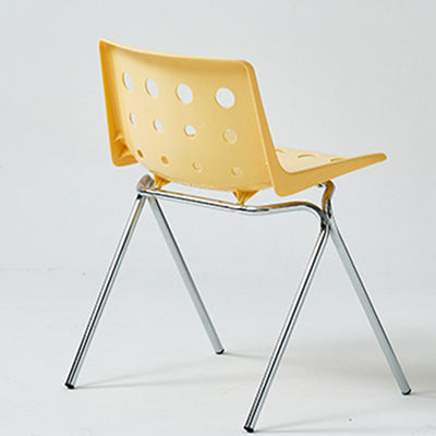 Chaise de salle à manger avec dossier en forme de rectangle créatif contemporain en acier au carbone et PP 