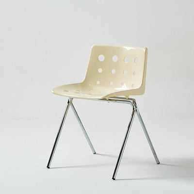 Chaise de salle à manger avec dossier en forme de rectangle créatif contemporain en acier au carbone et PP 