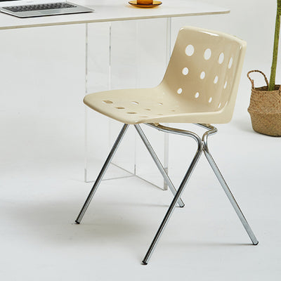 Chaise de salle à manger avec dossier en forme de rectangle créatif contemporain en acier au carbone et PP 