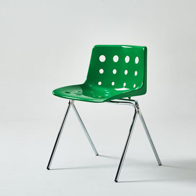 Chaise de salle à manger avec dossier en forme de rectangle créatif contemporain en acier au carbone et PP 