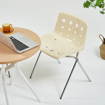 Chaise de salle à manger avec dossier en forme de rectangle créatif contemporain en acier au carbone et PP 