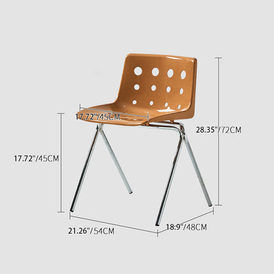 Chaise de salle à manger avec dossier en forme de rectangle créatif contemporain en acier au carbone et PP 